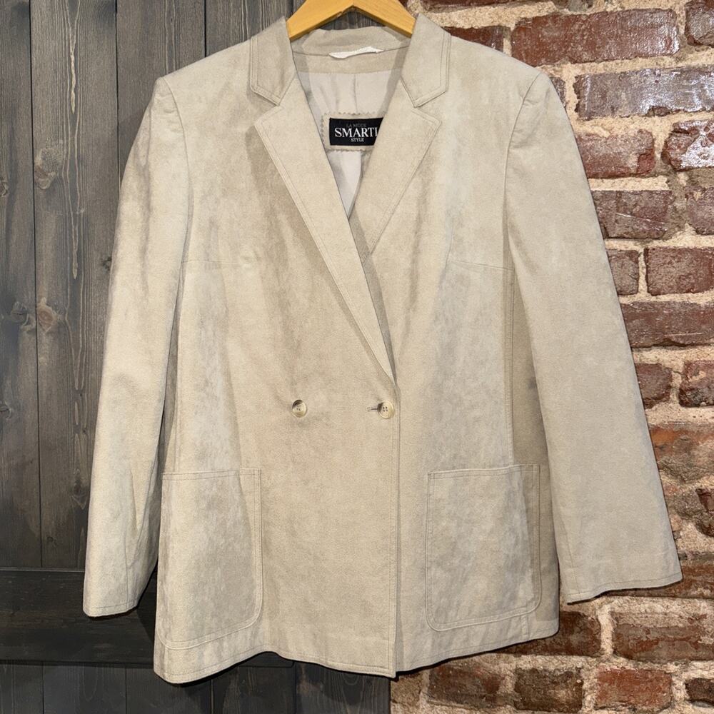 Vintage La Mode Smarti Style SuedeTan Blazer Size 42 Made In Italy Women Size L